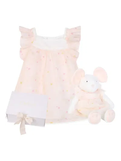 Chloé Babies' Star-print Ruffled Dress Set In Neutrals