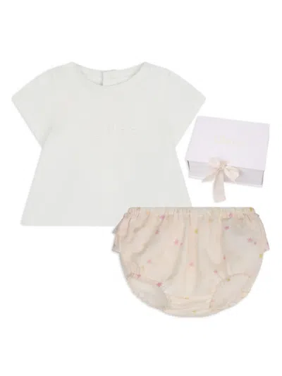Chloé Babies' Star-print Ruffled Short Set In Pink