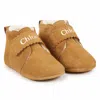Chloé Logo-print Leather Slippers In Beige