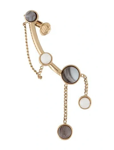 Pre-owned Chloé Stone & Chain Ear Climber In Grey/white