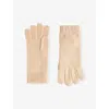 Chloé Stone Kids' Brand-embroidery Cotton And Wool Gloves In Brown