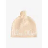 Chloé Stone Kids' Pom-pom Cotton And Wool Beanie In Neutral