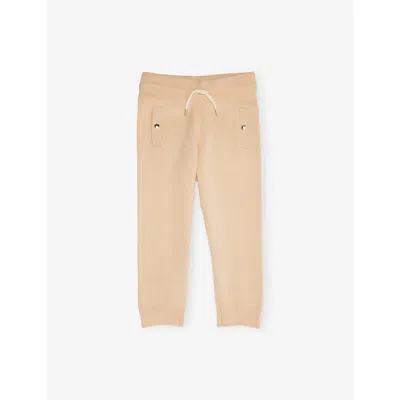 Chloé Kids' Stone Logo-print Cotton And Wool Knitted Jogging Bottoms 4- In Neutral