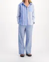 Chloé Stora Curry Shirt In Popeline Patchwork Raye In Blue