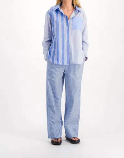 Chloé Stora Curry Shirt In Popeline Patchwork Raye In Blue
