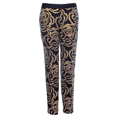 Pre-owned Chloé Chloe Stora, Trousers With Golden Flowers In Black