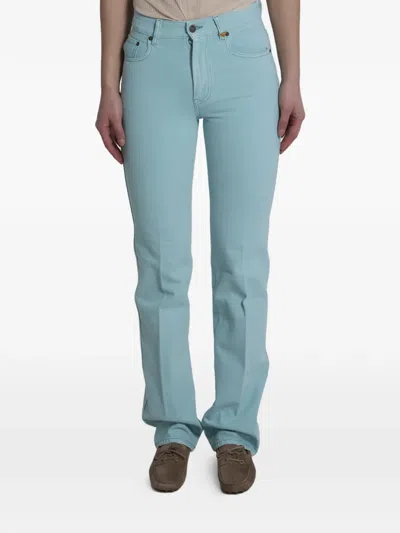 Chloé Straight Jeans In Turquoise Organic Cotton Denim In Blue