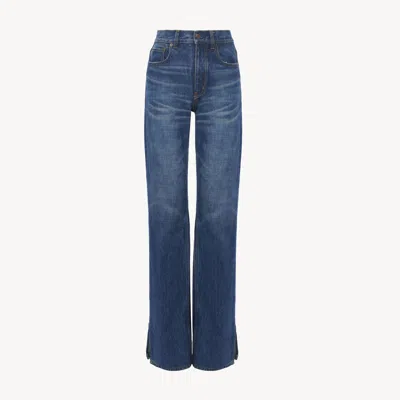 Chloé Straight Jeans In Denim Blue Size 33 100% Cotton