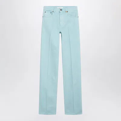 Chloé Straight Jeans In Turquoise Organic Cotton Denim In Blue