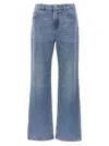 Chloé Blue High Waisted Jeans With Wide Leg And Logo Patch On The Rear In Denim Woman In Blue