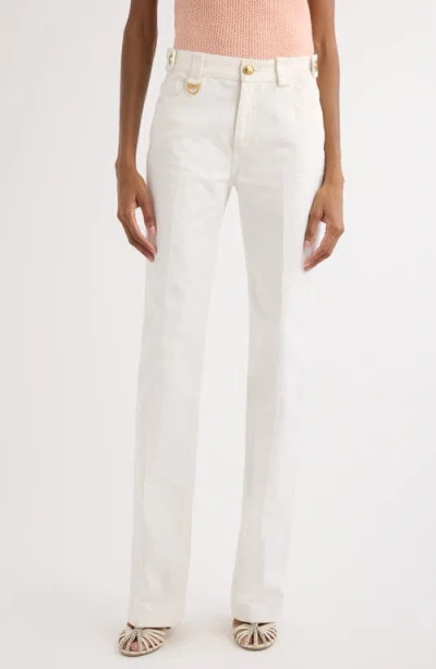 Chloé Natural Jean Pants With Leather Label In White