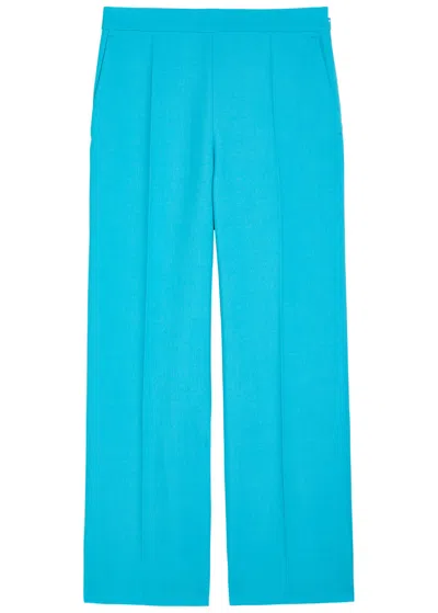 Chloé Chloe Straight-leg Wool Trousers In Blue