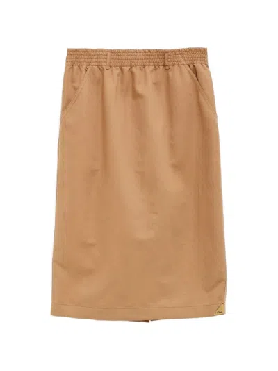 Chloé Chloè Straight Midi Skirt With Elastic Waist And Side Pockets - Size 36 In Brown