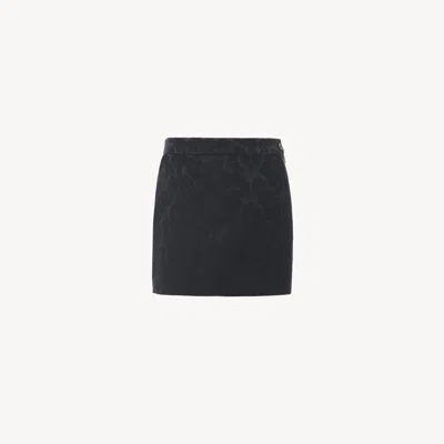 Chloé Straight Mini Skirt In A Wool-mix Jacquard Black Size 8 77% Wool, 23% Polyester