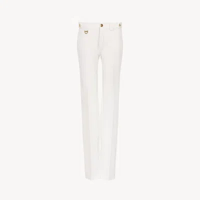 CHLOÉ PANTALON DROIT EN TOILE DE COTON FEMME BLANC TAILLE 44 100% COTON