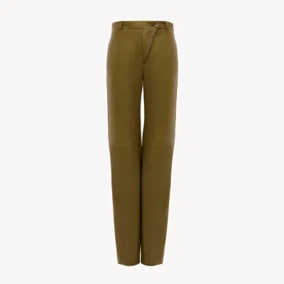 Chloé Straight Pants In Leather In Brown
