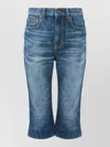 Chloé Straight Trousers Belt Loops Contrast Stitching In Blue