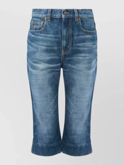 Chloé Straight Trousers Belt Loops Contrast Stitching In Blue