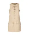 Chloé Satin Cotton Dress With Button And Slit In Nude