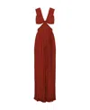 Chloé Cutout Pleated Silk Chiffon Gown In Red