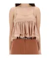 Chloé Tiered Ruffle Organic Silk Georgette Babydoll Top In Neutral