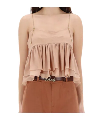 CHLOÉ CHLOÉ RUFFLED SPAGHETTI STRAP TOP