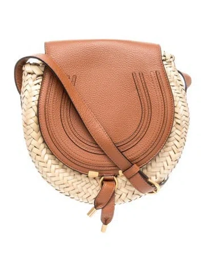 Pre-owned Chloé Straw Chloe Marcie Small In Neutrals