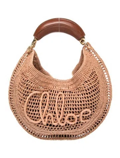Pre-owned Chloé Straw Chloe Summer Banana Mini In Brown