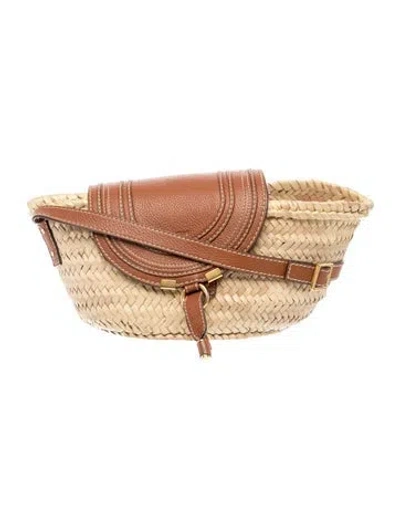 Pre-owned Chloé Straw Marcie Basket Bag In Brown/neutrals