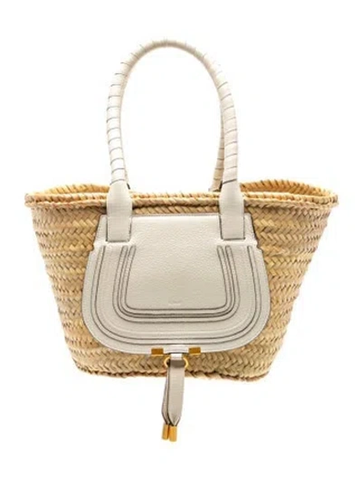 Pre-owned Chloé Straw Marcie Basket W/ Tags In Neutrals