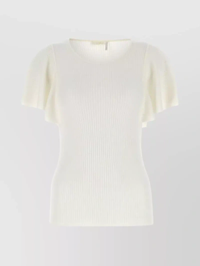 CHLOÉ STREAMLINED RIBBED WOOL BLEND TOP