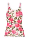 Chloé Cotton Henley Tank Top With All-over Floral Pattern In Pink