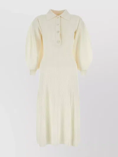 Chloé Ivory Stretch Wool Blend Dress In Beige