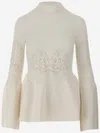 Chloé Lace Compact Wool Ribbed Peplum Top