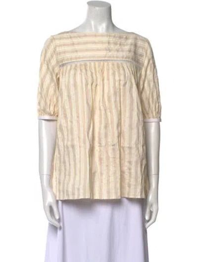 Pre-owned Chloé Striped Bateau Neckline Blouse In Neutral