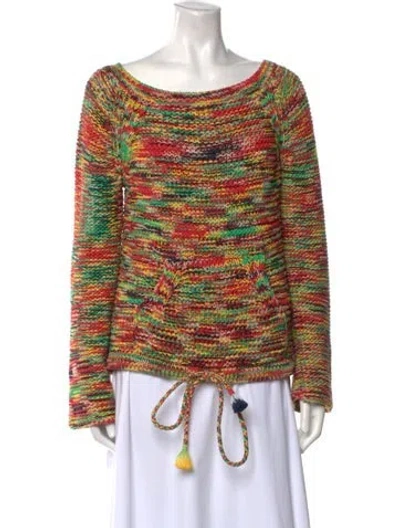 Pre-owned Chloé Striped Bateau Neckline Sweater In Orange