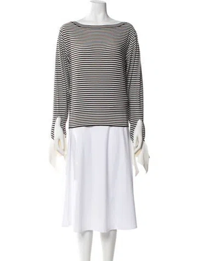 Pre-owned Chloé Striped Bateau Neckline Top In Black
