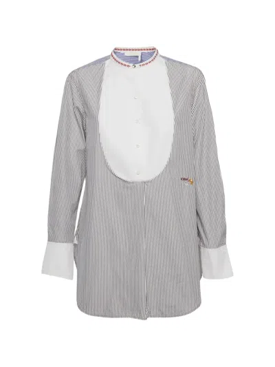 Pre-owned Chloé Striped Bib-front Tunic In White