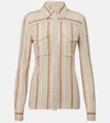 Chloé Button-down Striped Crepon Cotton Blouse In Nude