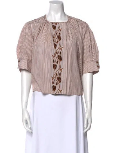 Pre-owned Chloé Striped Crew Neck Crop Top In Neutral