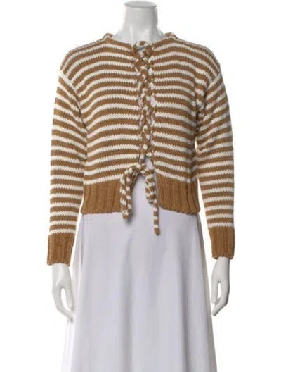 Pre-owned Chloé Striped Crew Neck Sweater In Brown