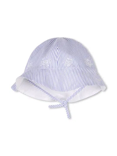 Chloé Babies' Striped Embroidered Hat In Blue