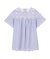 Chloé Striped Floral Embroidered Dress In Blue