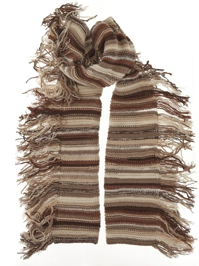 Chloé Striped Fringe-detailed Scarf In Brown