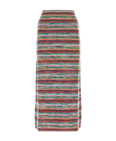 Chloé Striped Knit Midi Skirt In Multi