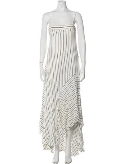 Pre-owned Chloé Striped Long Dress In White