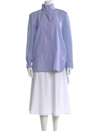 Pre-owned Chloé Striped Long Sleeve Blouse In Blue