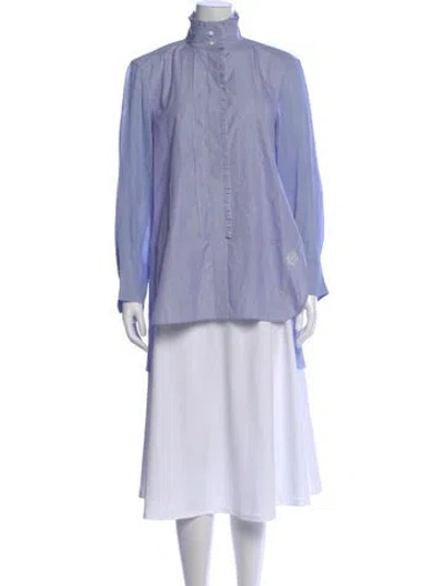 Pre-owned Chloé Striped Long Sleeve Blouse In Blue