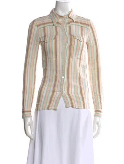 Pre-owned Chloé Striped Long Sleeve Button-up Top In Multi