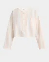 Chloé Long Sleeve Crop Top In Cotton In White